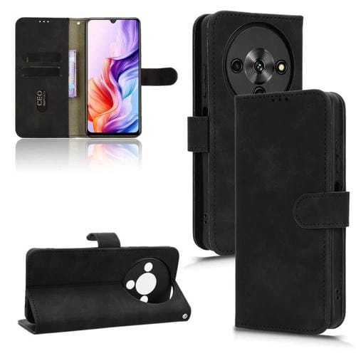 Funda de cuero con tapa magnética y tacto suave para ZTE Blade A76 5G (negro)