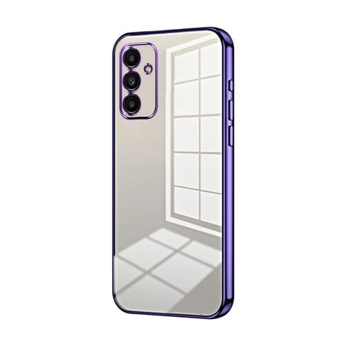 Funda para Teléfono Samsung Galaxy A13 5G A04S Orificio Fino Revestimiento Transparente (Púrpura)