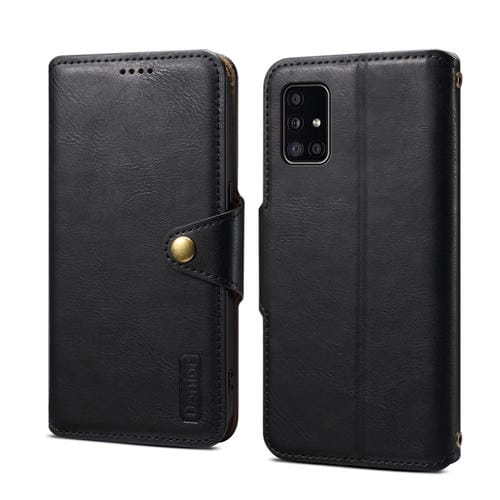 Funda para Teléfono Samsung Galaxy A51 4G Denior Textura de Piel de Vaca Estilo Billetera (Negro)