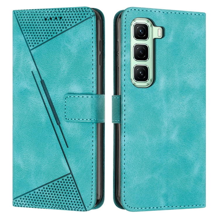 Funda de Cuero Triángulo para Teléfono Infinix Hot 50 Pro+ 4G Dream con Cordón Largo (Verde)