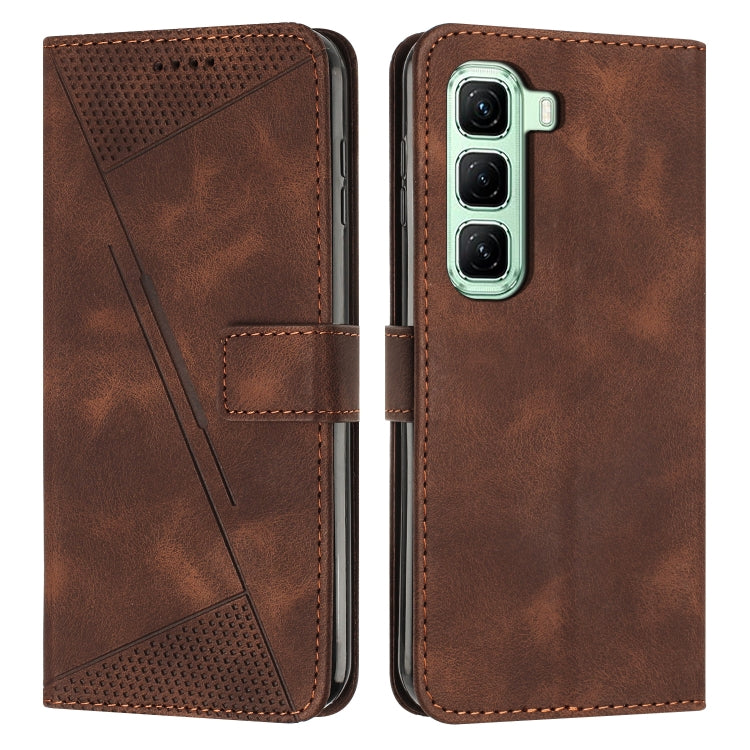 Funda de Cuero Triangular para Teléfono Infinix Hot 50 Pro 4G Dream con Cordón Largo (Marrón)