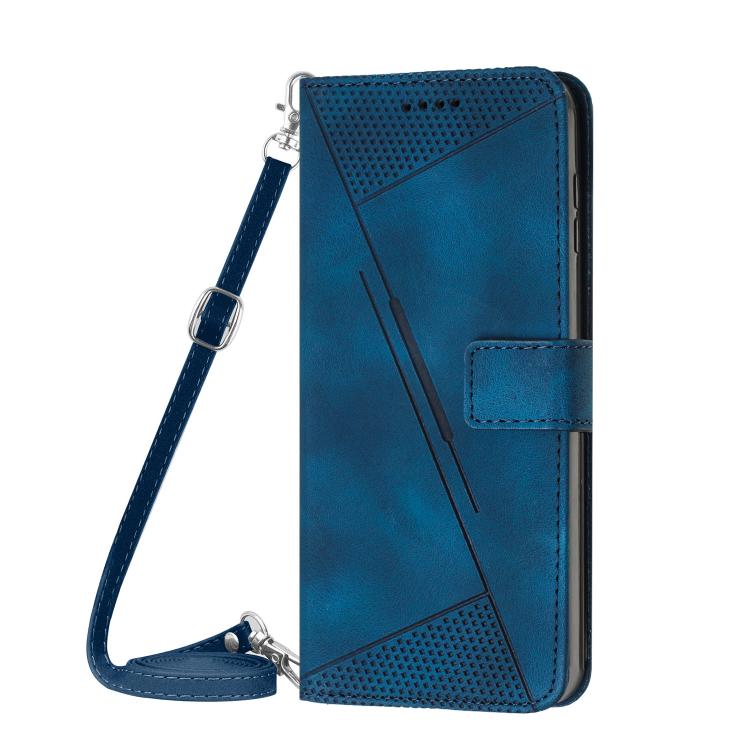 Funda de Cuero Triangular con Cordón Largo para Teléfono Itel S25 Dream (Azul)
