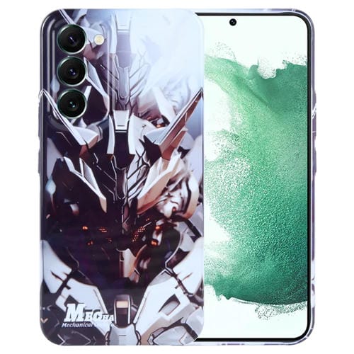 Estuche para teléfono Samsung Galaxy S22 + 5G con orificio preciso PC patrón pintado (Robot Dorado)