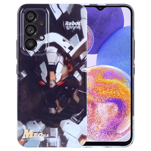Estuche para Teléfono Samsung Galaxy A23 con Orificio Preciso para PC con Patrón Pintado (Robot Gris)