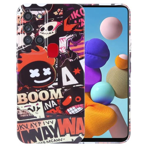 Funda para Teléfono Samsung Galaxy A21S con Orificio Preciso PC Patrón Pintado (Cómics Naranjas)