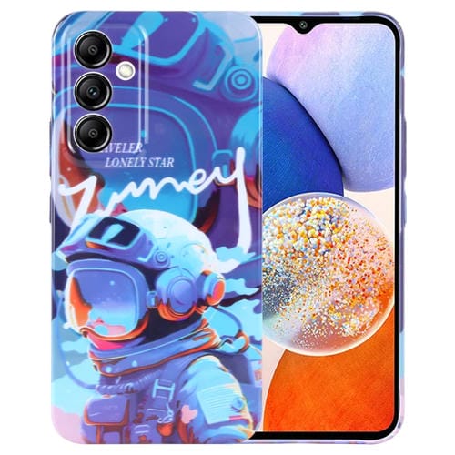 Funda para teléfono Samsung Galaxy A14 5G con orificio preciso para PC con patrón pintado (Astronauta de pintura Azul)