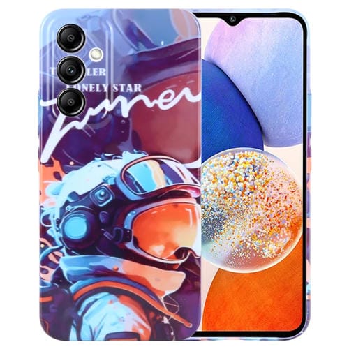 Funda para Teléfono Samsung Galaxy A14 5G con Orificio Preciso y Patrón Pintado PC (Astronauta de Pintura Naranja)