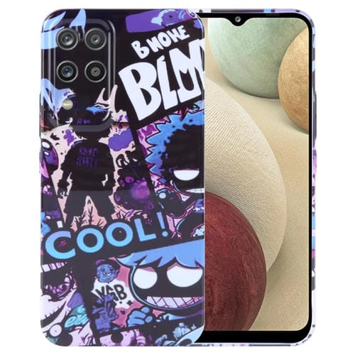 Funda para Teléfono Samsung Galaxy A12 con Orificio Preciso para PC con Patrón Pintado (Cómics Morados)