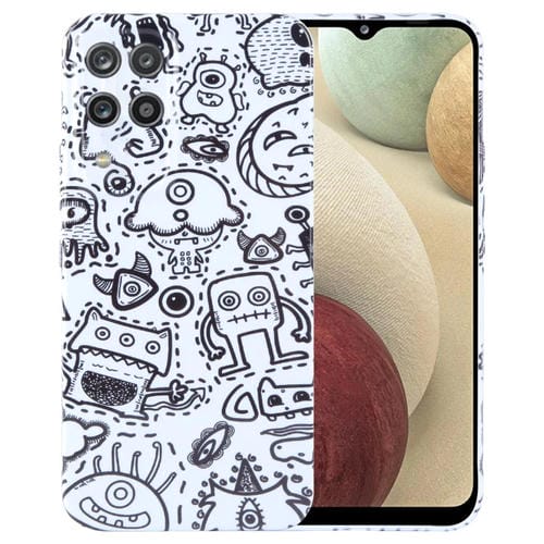 Funda para Teléfono Samsung Galaxy A12 PC con Orificio Preciso y Patrón Pintado (Monstruo de Bloques)