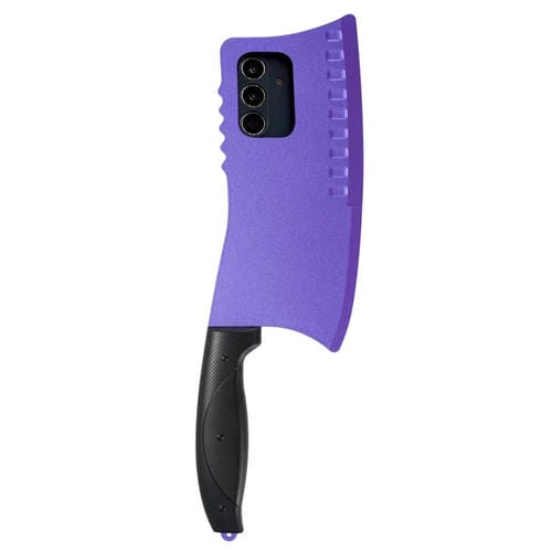 Funda de TPU + PC con diseño de cuchillo de cocina simulado para Samsung Galaxy S25+ 5G (morado)