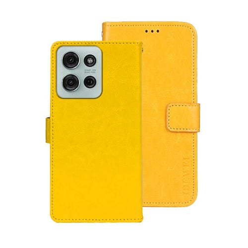 Funda de Cuero Crazy Horse para Motorola Moto G75 5G (Amarillo)