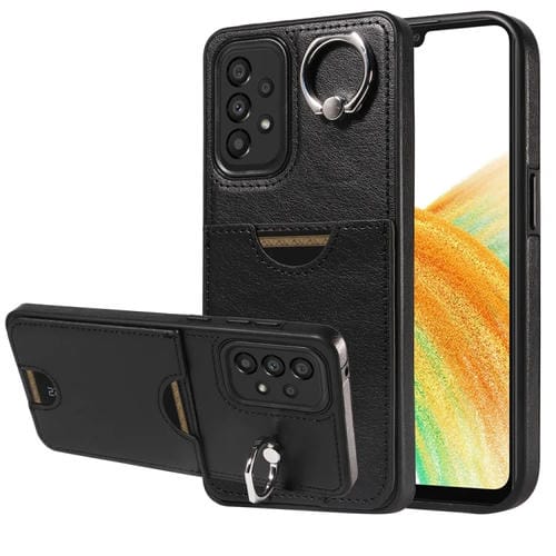Funda para Teléfono Samsung Galaxy A33 5G con Soporte para Anillo y Ranura para Tarjeta (Negro)
