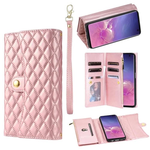 Estuche para Teléfono Samsung Galaxy S10 con Billetera de Múltiples Tarjetas y Cremallera (Oro Rosa)