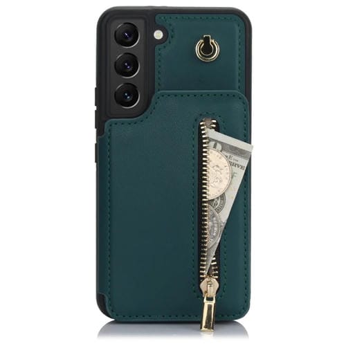 Estuche para Teléfono Samsung Galaxy S22+ 5G Ym006 con Bolsa para Tarjetas y Cremallera (Verde)