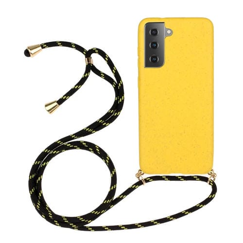 Funda para Teléfono Samsung Galaxy A15 5G Material de Paja de Trigo TPU con Cordón (Amarillo)