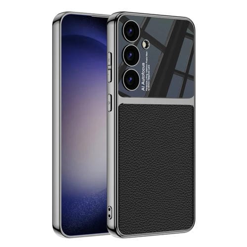 Funda para Samsung Galaxy S24 5G Gkk Plating TPU y Cuero Cobertura Total (Negro)