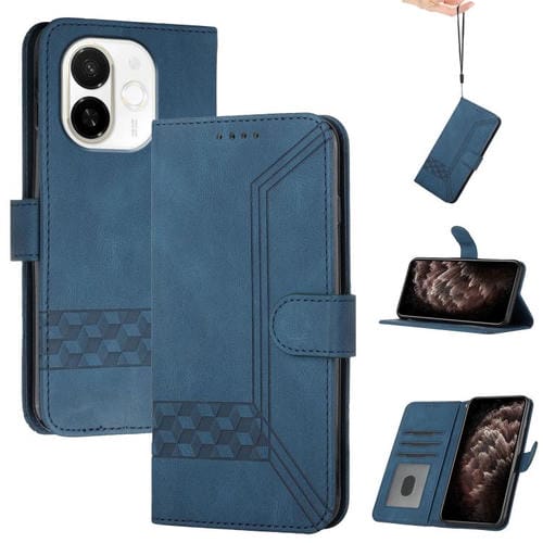 Funda de Cuero con Tapa Cúbica para Tecno Spark 30C 5G y Pop 9 5G (Azul)