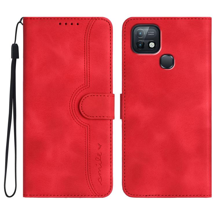 Funda de Cuero para Infinix Hot 10I con Diseño de Corazón y Tacto Agradable (Rojo)