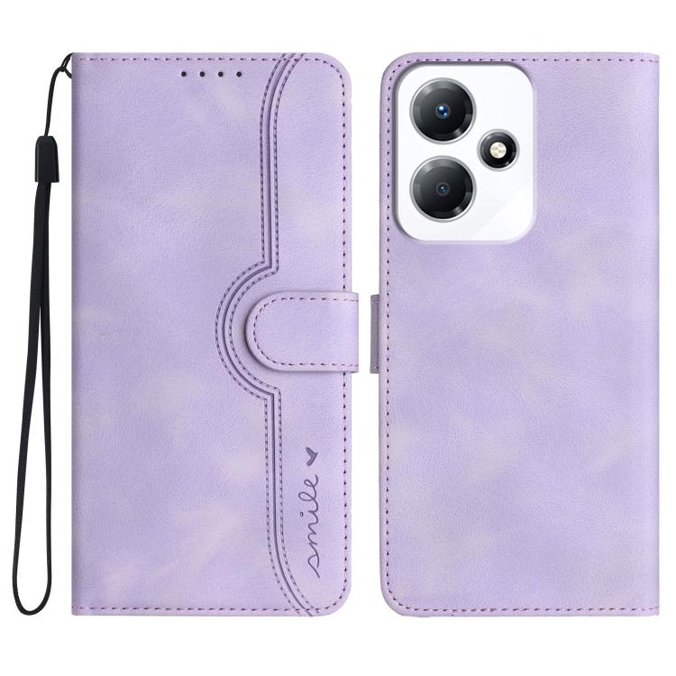 Funda de Cuero Infinix Hot 30 Play y Hot 30 Play Nfc con Diseño de Corazón (Morado)