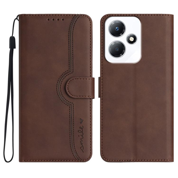 Funda de Cuero Infinix Hot 30 Play y Hot 30 Play Nfc Diseño Corazón (Marrón)