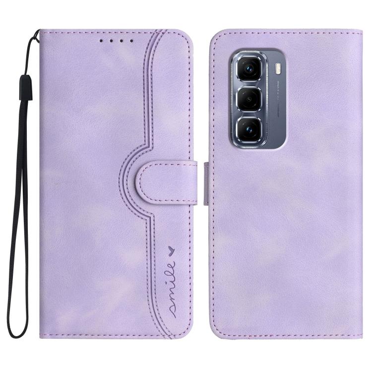 Funda de Cuero con Diseño de Corazón para Infinix Hot 50 Pro 4G (Morado)