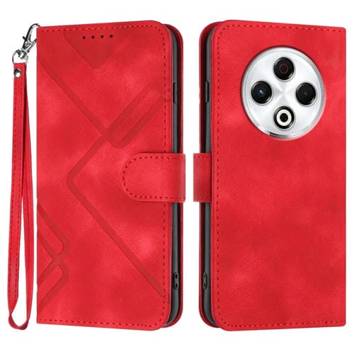 Funda de Cuero para Tecno Spark 30 4G con Diseño de Líneas y Tacto Suave (Rojo)