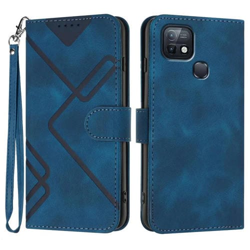 Funda de Cuero para Infinix Hot 10I con Diseño de Líneas y Tacto Piel (Azul Real)