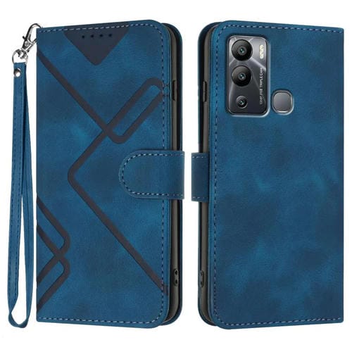 Funda de Cuero para Infinix Hot 12I Diseño de Líneas Tacto Piel (Azul Real)