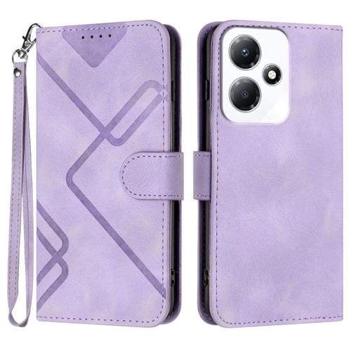 Funda de Cuero para Infinix Hot 30 Play y Hot 30 Play Nfc con Diseño de Líneas (Morado Claro)