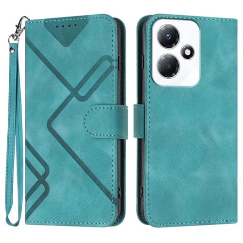 Funda de Cuero Infinix Hot 30 Play y Hot 30 Play Nfc con Diseño de Líneas y Tacto Suave (Azul Claro)