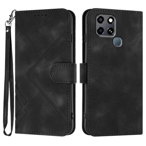 Funda de Cuero Infinix Smart 6 y Smart 6 HD con Diseño de Líneas y Tacto Suave (Negro)