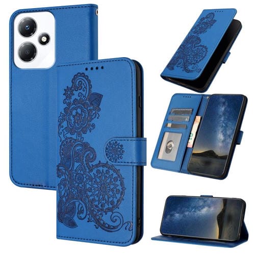 Funda de Cuero con Tapa y Diseño Flor de Datura NFC para Infinix Hot 30 Play (Azul)