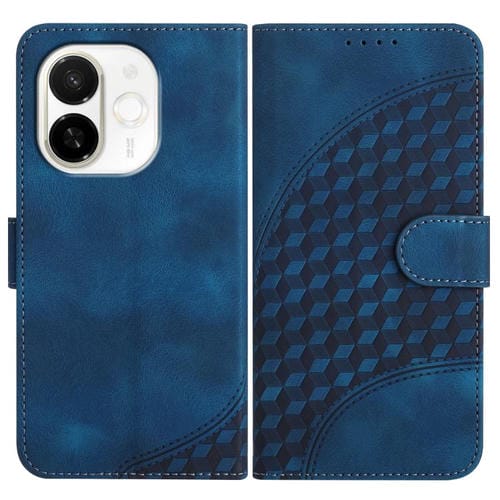 Funda de Cuero con Relieve Cabeza de Elefante para Tecno Spark 30C 5G Pop 9 5G con Cordón (Azul Real)