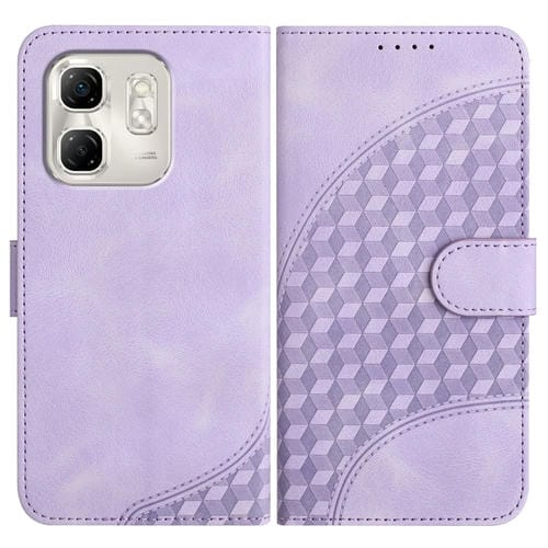 Funda de Cuero con Relieve de Cabeza de Elefante para Infinix Hot 50I y Smart 9 Yx0060 con Cordón (Morado Claro)