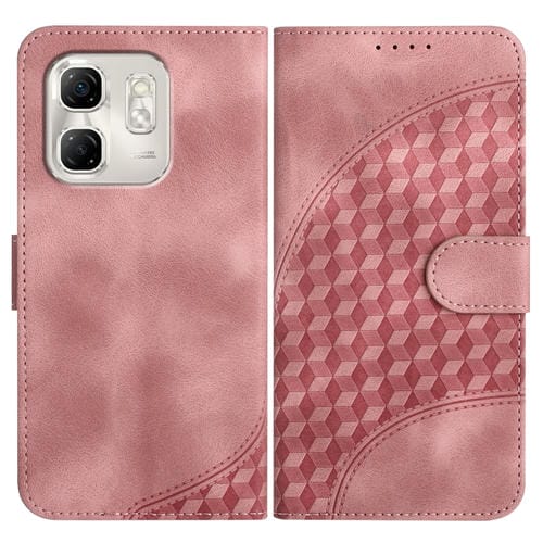 Funda de Cuero con Relieve Elefante para Infinix Hot 50I y Smart 9 Yx0060 con Cordón (Rosa)