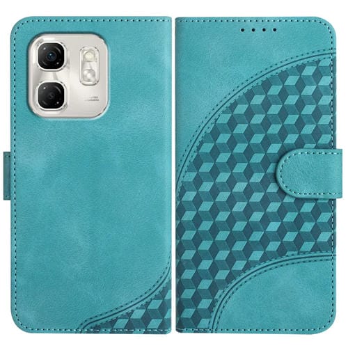Funda de Cuero con Relieve de Cabeza de Elefante para Infinix Hot 50I y Smart 9 Yx0060 con Cordón (Azul Claro)