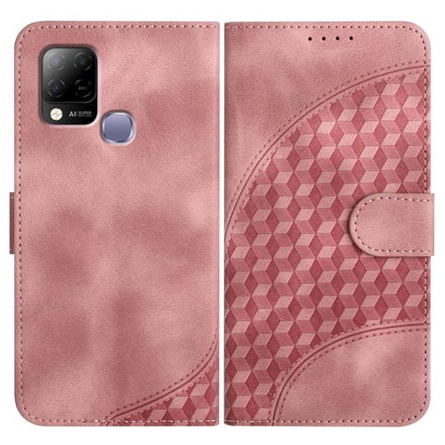 Funda de Cuero con Relieve de Cabeza de Elefante para Infinix Hot 10T/Hot 10S con Cordón (Rosa)