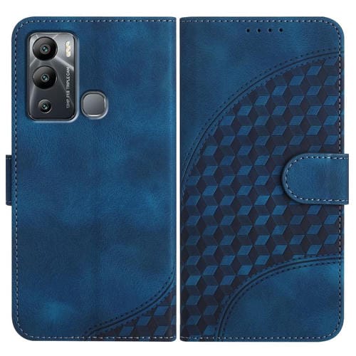 Funda de Cuero con Relieve Cabeza de Elefante para Infinix Hot 12I con Cordón (Azul Real)