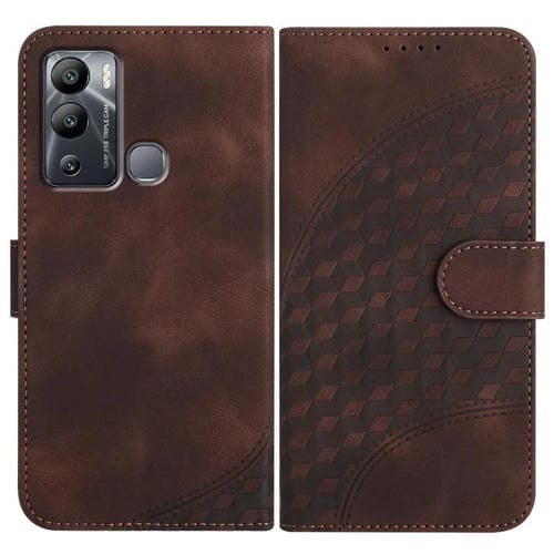 Funda de Cuero con Relieve Cabeza de Elefante para Infinix Hot 12I con Cordón (Café)