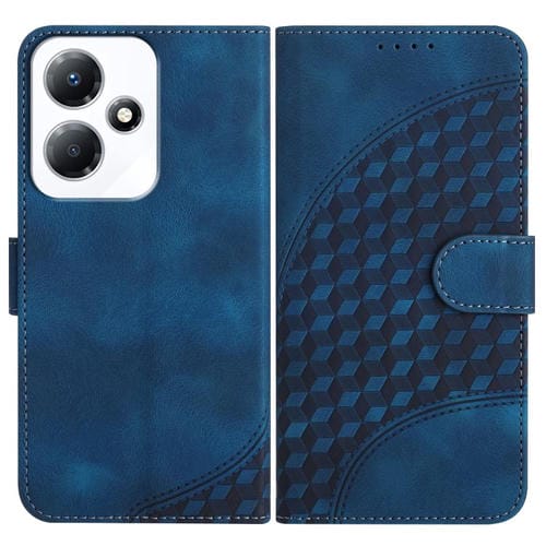 Funda de Cuero con Relieve Cabeza de Elefante para Infinix Hot 30 Play / Hot 30 Play Nfc con Cordón (Azul Real)