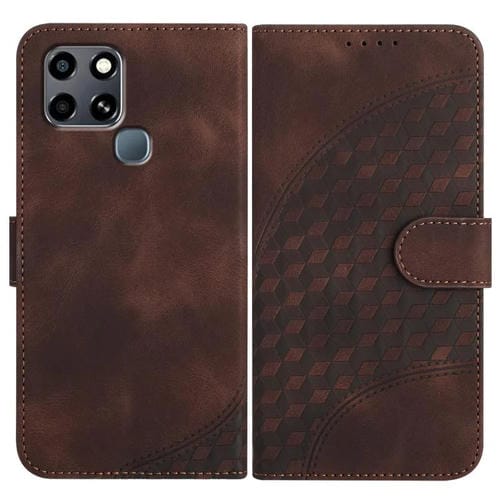 Funda de Cuero con Relieve Elefante para Infinix Smart 6 / Smart 6 HD con Cordón (Café)
