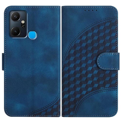 Funda de Cuero con Relieve Elefante para Infinix Smart 6 Plus con Cordón (Azul Real)