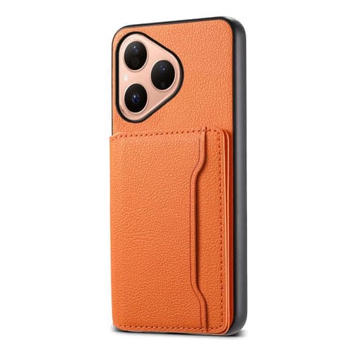Funda para Huawei Pura 80 5G con textura de becerro y diseño de cartera con cobertura total (naranja)