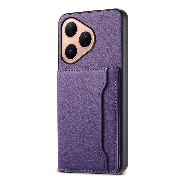 Funda para Huawei Pura 80 5G con textura de becerro y diseño de cartera, cobertura total (morado)