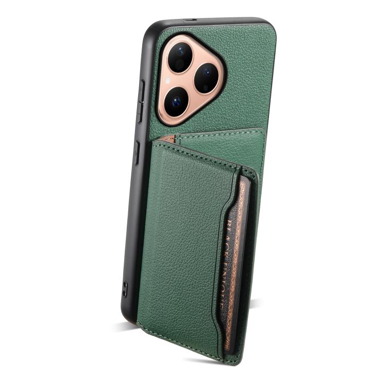 Funda para Huawei Pura 80 5G con textura de becerro y diseño de cartera con cobertura total (verde)