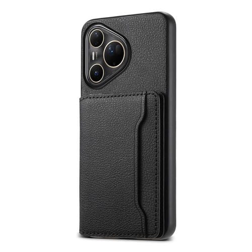 Funda para Huawei Pura 80 Pro / 80 Pro+ 5G con textura de becerro y diseño de cartera, cobertura total (negra)