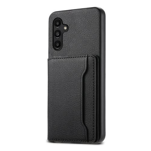 Funda para Teléfono Samsung Galaxy A15 Bolsa de Tarjeta Textura de Becerro (Negro)