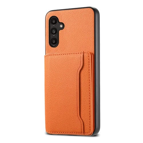 Funda para Teléfono Samsung Galaxy A15 Diseño Bolsa de Tarjeta Textura de Becerro (Naranja)