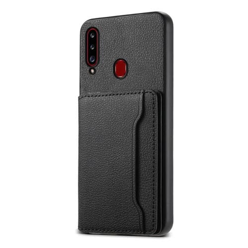 Funda para Teléfono Samsung Galaxy A20S Bolsa para Tarjetas Textura de Becerro (Negro)