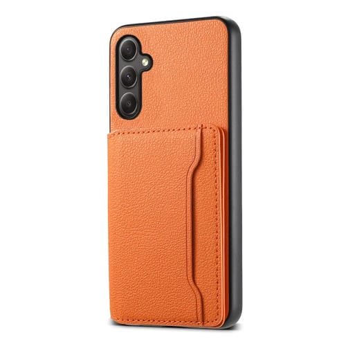 Funda para Teléfono Samsung Galaxy A24 5G Diseño Bolsa para Tarjetas Textura Becerro (Naranja)